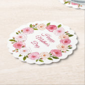 pastel Waterverf Roos krans Kartonnen Onderzetters (Gekanteld)