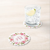 pastel Waterverf Roos krans Kartonnen Onderzetters (Insitu)