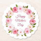  pastel Waterverf Roos krans Kartonnen Onderzetters (Voorkant)