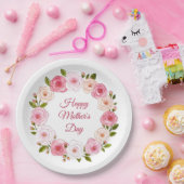 pastel Waterverf Roos krans Papieren Bordje (Feest)