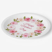 pastel Waterverf Roos krans Papieren Bordje (Gekanteld)