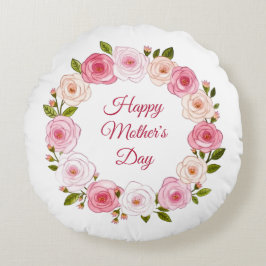  pastel Waterverf Roos krans Rond Kussen