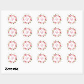  pastel Waterverf Roos krans Ronde Sticker (Vel)