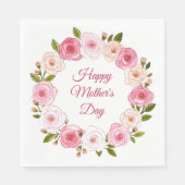 pastel Waterverf Roos krans Servet (Voorkant)