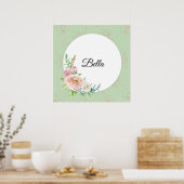 Pastel Waterverf Roos met Gepersonaliseerd naam Poster (Keuken)