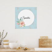Pastel Waterverf Roos met Gepersonaliseerd naam Poster (Keuken)