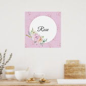 Pastel Waterverf Roos met Gepersonaliseerd naam Poster (Keuken)