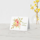 Pastel Waterverf Rose Boeket Verjaardag Kaart (Gele Bloem)