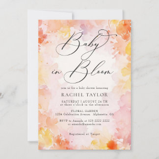 Pastel Waterverf Roze Baby In Bloom Baby Shower Ui Kaart