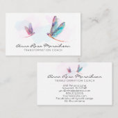 *~* Pastel Waterverf Roze blauwe dragonvlieg Visitekaartje (Voorkant / Achterkant)