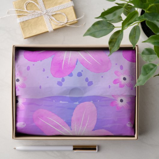 Pastel Waterverf  Roze Bloemen Tissuepapier (Geschenk)