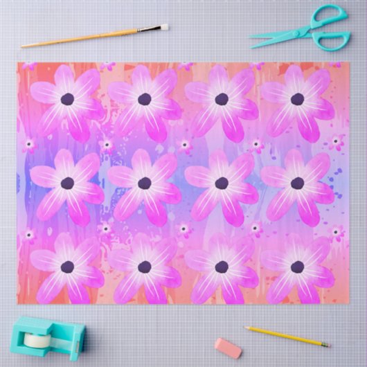Pastel Waterverf  Roze Bloemen Tissuepapier (Craft)