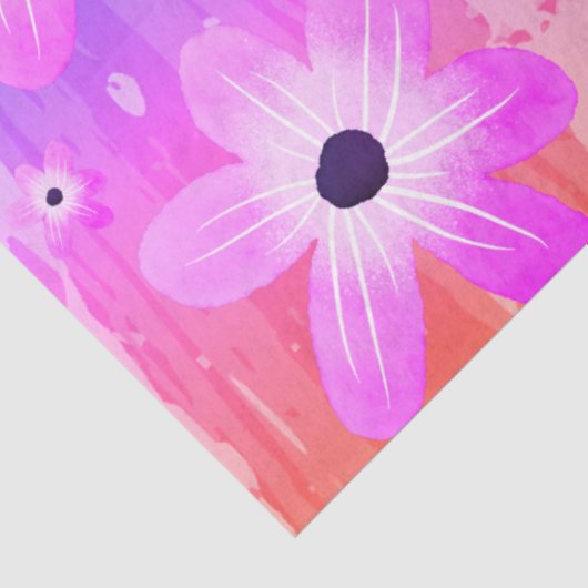 Pastel Waterverf  Roze Bloemen Tissuepapier (Detail)