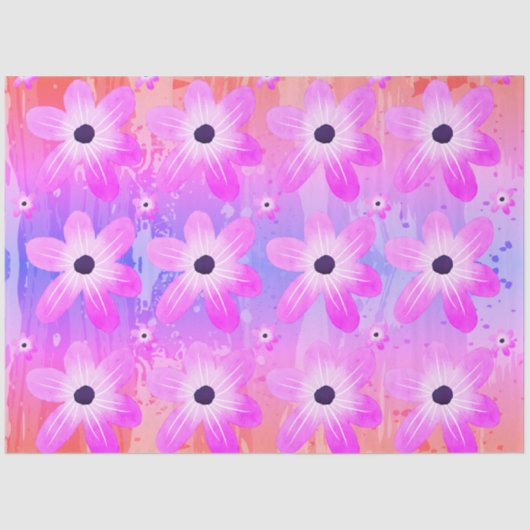 Pastel Waterverf Roze Bloemen Tissuepapier (Voorkant)