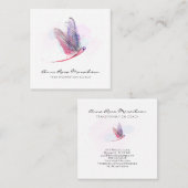 *~* Pastel Waterverf Roze Dragonfly Business Vierkante Visitekaartje (Voorkant / Achterkant)