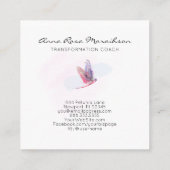 *~* Pastel Waterverf Roze Dragonfly Business Vierkante Visitekaartje (Achterkant)