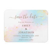 Pastel Waterverf Roze Gold Blue, datum opslaan Magneet (Horizontaal)