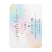 Pastel Waterverf Roze Gold Blue, datum opslaan Magneet (Verticaal)
