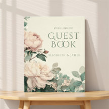 Pastel Waterverf Roze Trouw Gastboek Bord