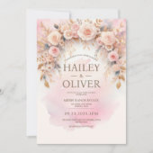 Pastel Waterverf Roze Trouw Uitnodiging (Voorkant)