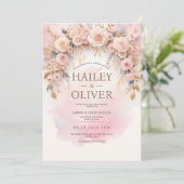 Pastel Waterverf Roze Trouw Uitnodiging (Staand voorkant)