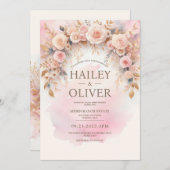 Pastel Waterverf Roze Trouw Uitnodiging (Voorkant / Achterkant)