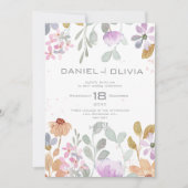 Pastel Waterverf rustieke bloem bruiloft Kaart (Voorkant)