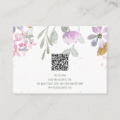 Pastel Waterverf rustieke bloem met QR Visitekaartje (Achterkant)