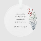 Pastel Waterverf rustieke winter botanische foto Ornament (achterkant)