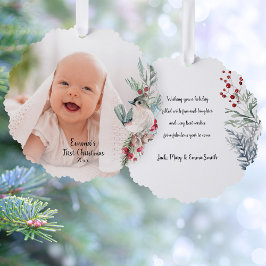 Pastel Waterverf rustieke winter botanische foto Ornament Kaart