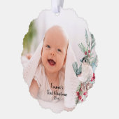 Pastel Waterverf rustieke winter botanische foto Ornament Kaart (Links)