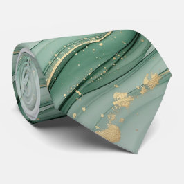 Pastel waterverf saliegroen goud stropdas