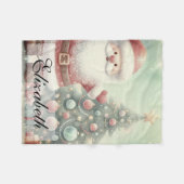 Pastel Waterverf Santa Christmas Art Fleece Deken (Voorkant (Horizontaal))