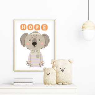 Pastel Waterverf Schattige Hope koala Christelijk Foto Afdruk