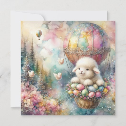 Pastel Waterverf Schattige Lamb Chicks Easter Feestdagenkaart (Voorkant)