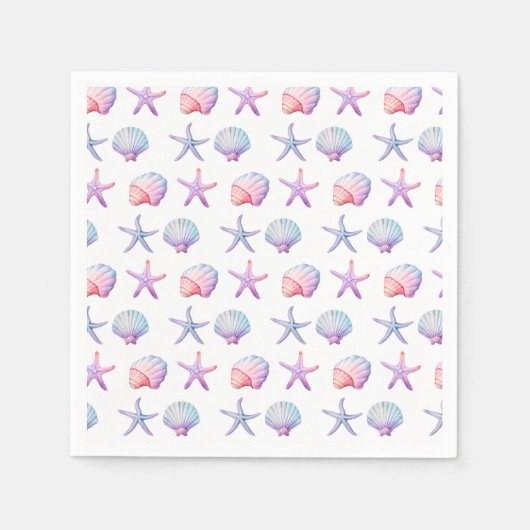 Pastel Waterverf Schelp Feest Servet (Voorkant)