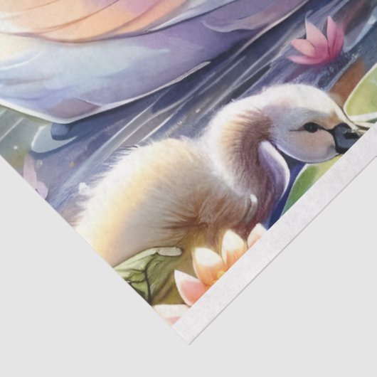 Pastel Waterverf Schilderachtig zwanen Decoupage Tissuepapier (Detail)