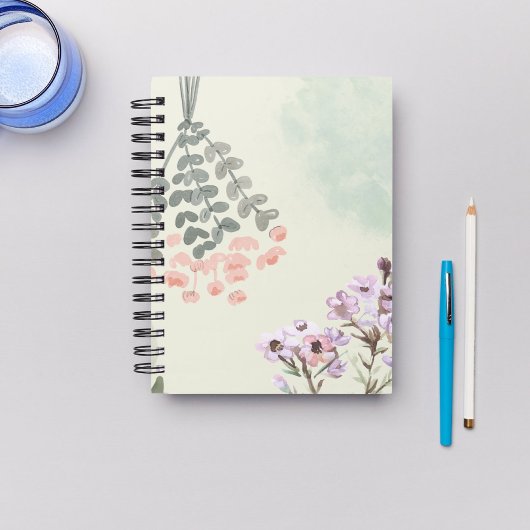 pastel waterverf schilderen bloemengroen notitieboek