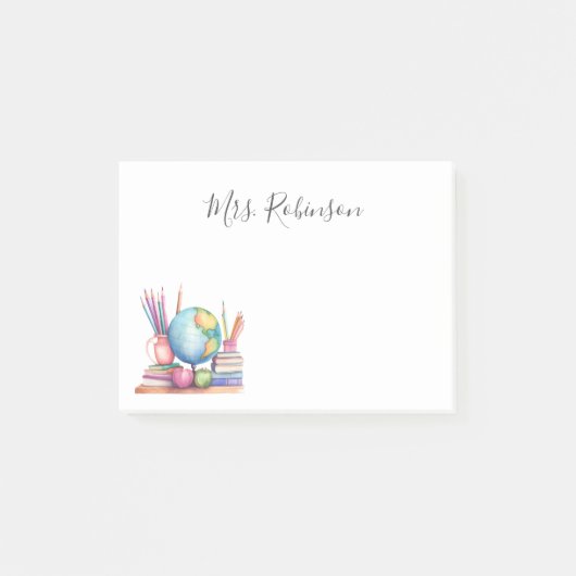 Pastel Waterverf Schooljuf Post-it® Notes (Voorkant)