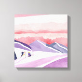 Pastel Waterverf Ski Mountain Sunset Canvas Afdruk (Voorkant)