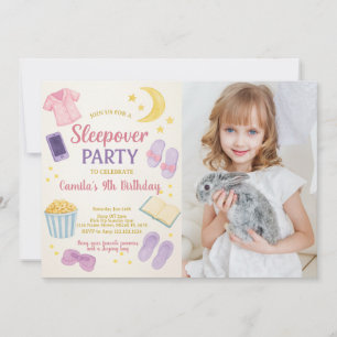 Pastel Waterverf Sleepover Verjaardagsuitnodiging Kaart