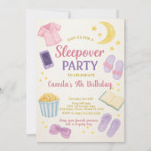 Pastel Waterverf Sleepover Verjaardagsuitnodiging Kaart (Voorkant)