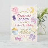 Pastel Waterverf Sleepover Verjaardagsuitnodiging Kaart (Staand voorkant)