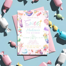 Pastel Waterverf Snoep Land Verjaardag Party Thema