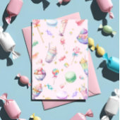 Pastel Waterverf Snoep Land Verjaardag Party Thema Kaart
