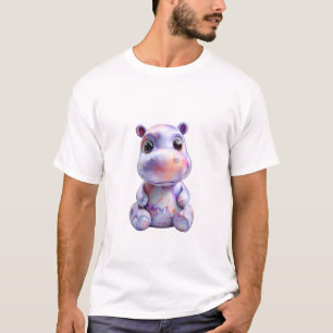 Pastel Waterverf Spat Galactisch Nijlpaard Mannen T-shirt