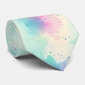 Pastel Waterverf Splash Artistiek Abstract eigenzi Stropdas (Opgerold)