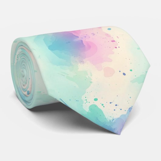 Pastel Waterverf Splash Artistiek Abstract eigenzi Stropdas (Opgerold)