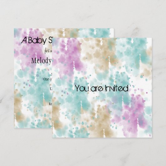 Pastel Waterverf Splatter Abstract Baby shower Kaart (Voorkant / Achterkant)