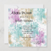 Pastel Waterverf Splatter Abstract Baby shower Kaart (Achterkant)